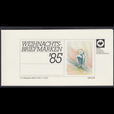 Berlin Markenheftchen Wohlfahrtsverband 5x 749 50+ 20 Pf 1985 postfrisch