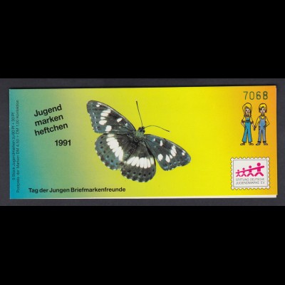 Bund Jugend Schmetterlinge Markenheftchen 5x 1514 60+ 30 Pf 1991 postfrisch 