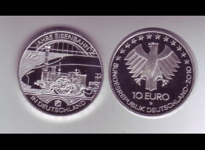 Silbermünze 10 Euro 2010 175 Jahre Eisenbahn stempelglanz