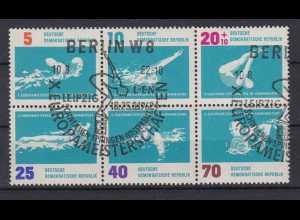 DDR 907 - 912 Zusammendruck Schwimm Europameisterschaften Leipzig mit ESST