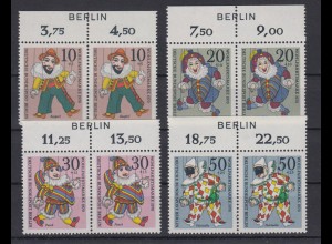 Berlin 373-376 Bogenrandzudruck im Oberrand 4er Block Berlin Marionetten **