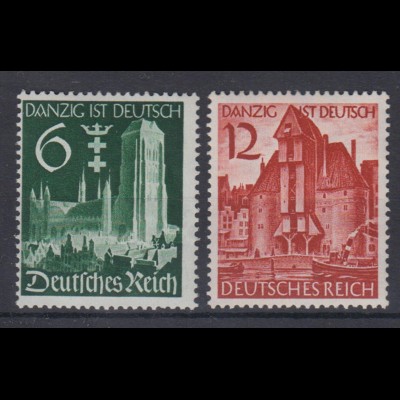 Deutsches Reich 714-715 Wiedereingliederung Danzigs 6 Pf + 12 Pf postfrisch 