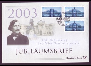 Bund Jubiläumsbrief 2003 Mi.Nr. 2371 ESST 200. Geburtstag Gootfried Semper