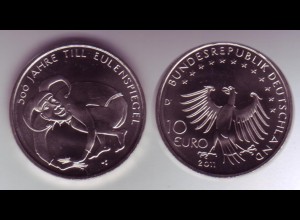 Gedenkmünze 10 Euro 2011 500 Jahre Till Eulenspiegel stempelglanz