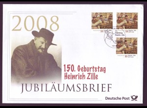 Bund Jubiläumsbrief 2008 Mi.Nr. 2640 ESST 150. Geburtstag Heinrich Zille