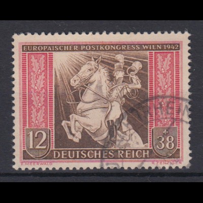 Deutsches Reich 822 Europäischer Postkongress Wien 1942 12+ 38 Pf gestempelt /1