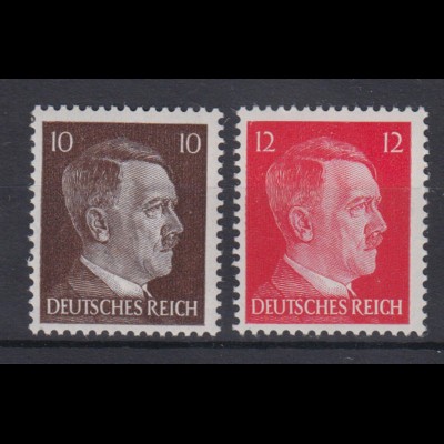 Deutsches Reich 826-827 Adolf Hitler 10 Pf + 12 Pf postfrisch