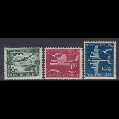 Deutsches Reich 866-868 25 J. Dt. Luftpostdienst 6+ 4, 12+ 8, 42+ 108 Pf **
