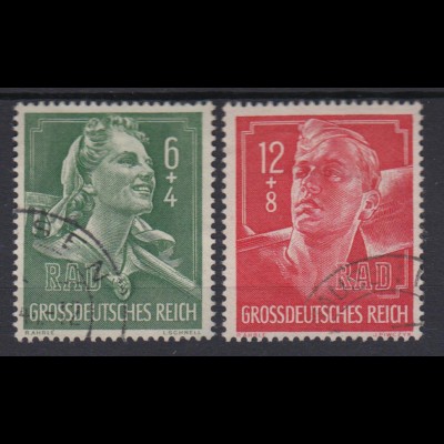 Deutsches Reich 894-895 Reichsarbeitsdienst 6+ 4 + 12+ 8 Pf gestempelt /1