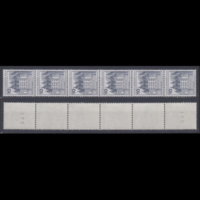 Berlin 532 II Letterset RM 6er Streifen Burgen + Schlösser 10 Pf postfrisch