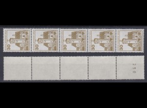 Berlin 534 II Letterset 5er Streifen mit gerader Nummer Burgen+Schlösser 30 Pf**