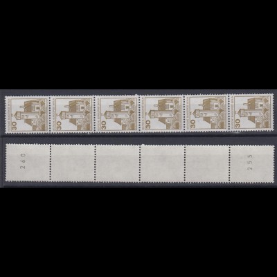 Berlin 534 II Letterset RM 6er Streifen Burgen + Schlösser 30 Pf postfrisch