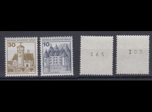 Berlin 532 II + 534 II Letterset RM mit Nummer Burgen+Schlösser 10 Pf +30 Pf **