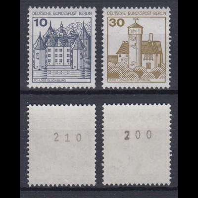 Berlin 532 II + 534 II Letterset RM mit gerader Nr Burgen+Schlösser 10+30 Pf **