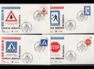 Bund 4 FDC`s mit 665-668 Neue Regeln im Strassenverkehr mit ESST 18.2.1971 