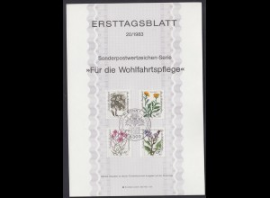 Bund Ersttagsblatt mit 1188-1191 Gefährdete Alpenblumen mit ESST 13.10.1983