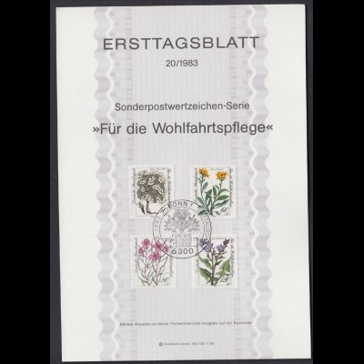 Bund Ersttagsblatt mit 1188-1191 Gefährdete Alpenblumen mit ESST 13.10.1983