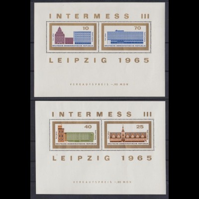 DDR Block 23+24 Briefmarkenausstellung Leipzig 10 + 70, 40 + 25 Pf postfrisch