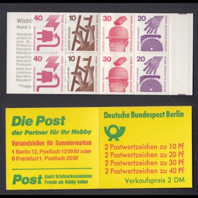 Berlin Markenheftchen 9c I Unfallverhütung 1974 postfrisch 