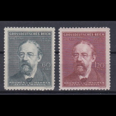 Böhmen + Mähren 138-139 Todestag Friedrich Smetana 60 H + 120 H postfrisch