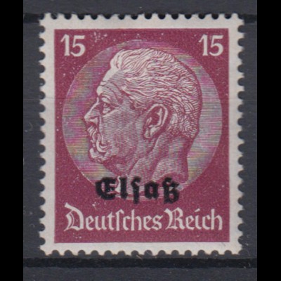 Elsaß 8 Hindenburg mit schwarzem Bdr. Aufdruck 15 Pf postfrisch