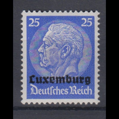 Luxemburg 10 Hindenburg mit waagerechtem Aufdruck 25 Pf postfrisch