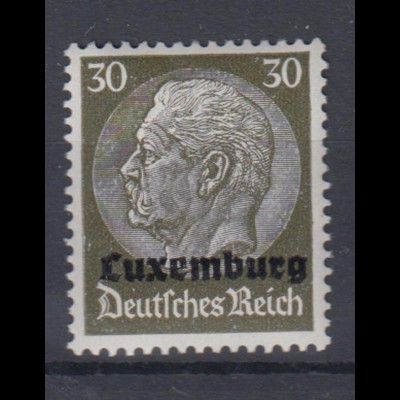 Luxemburg 11 Hindenburg mit waagerechtem Aufdruck 30 Pf postfrisch
