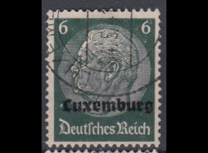 Luxemburg 4 Hindenburg mit waagerechtem Aufdruck 6 Pf gestempelt /2
