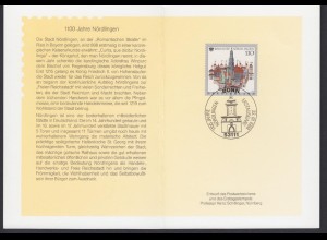 Bund 1965 Gedenkblatt 1100 Jahre Nördlingen 110 Pf mit ESST Bonn