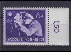 Deutsches Reich 876y Oberrand mit 1,50 Tag der Wehrmacht 6+ 4 Pf **