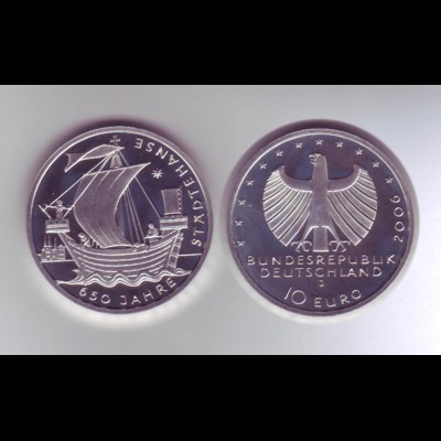 Silbermünze 10 Euro spiegelglanz 2006 650 Jahre Städtehansa