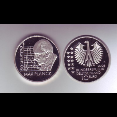 Silbermünze 10 Euro spiegelglanz 2008 Max Planck 