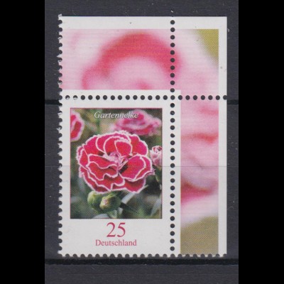 Bund 2694 Eckrand rechts oben Blumen Gartennelke 25 Cent postfrisch
