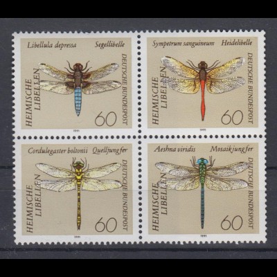 Bund 1546-1549 Zusammendruck 4er Block Libellen 60 Pf postfrisch