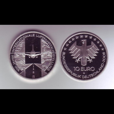 Silbermünze 10 Euro spiegelglanz 2009 Internationale Luftfahrtausstellung 