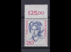 Bund 1428 mit Oberrand Frauen der deutschen Geschichte 250 Pf postfrisch