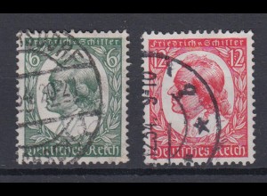 Deutsches Reich 554-555 Friedrich von Schiller 6 Pf + 12 Pf gestempelt
