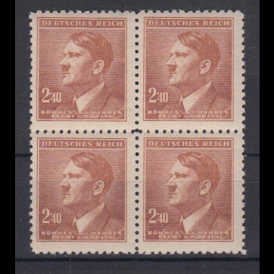 Böhmen + Mähren 100 4er Block Adolf Hitler 2,40 K postfrisch