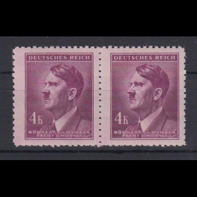 Böhmen + Mähren 103 waagerechtes Paar Adolf Hitler 4 K postfrisch