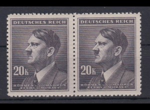 Böhmen + Mähren 108 waagerechtes Paar Adolf Hitler 20 K postfrisch