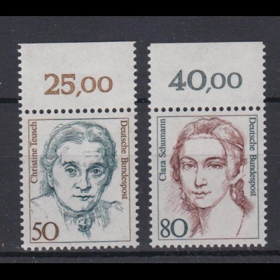 Bund 1304-1305 mit Oberrand Frauen der deutschen Geschichte 50 Pf und 80 Pf **