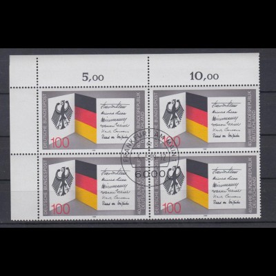 Bund 1421 Eckrand links oben 4er Block Bundesrepublik Deutschland ESST Frankfurt
