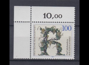 Bund 1446 Eckrand links oben 500 Jahre Rieslinganbau 100 Pf postfrsich