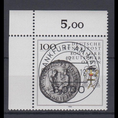 Bund 1451 Eckrand links oben 800 Jahre Deutscher Orden 100 Pf mit ESST Frankfurt
