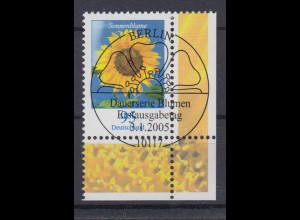 Bund 2434 Eckrand rechts unten Blumen Sonnenblume 95 Cent mit ESST Berlin