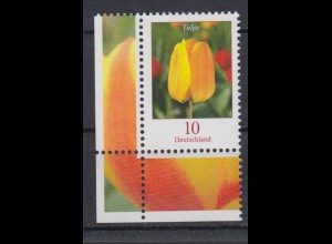 Bund 2484 Eckrand links unten Blumen Tulpe 10 Cent postfrisch