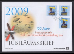 Bund Jubiläumsbrief 2009 Mi.Nr. 2740 ESST 100 J. Luft und Raumfahrtausstellung