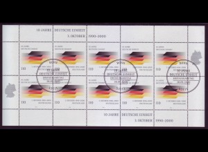 Bund 2142 10er Bogen 10 Jahre Deutsche Einheit 110 Pf Ersttagsstempel Bonn