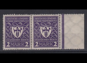Deutsches Reich 200 Seitenrand waagerechtes Paar Gewerbeschau München 2 Mark **