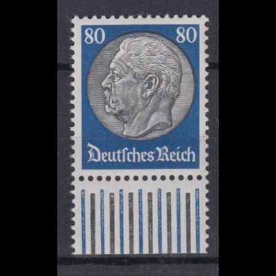 Deutsches Reich 494 Unterrand Paul von Hindenburg 80 Pf postfrisch